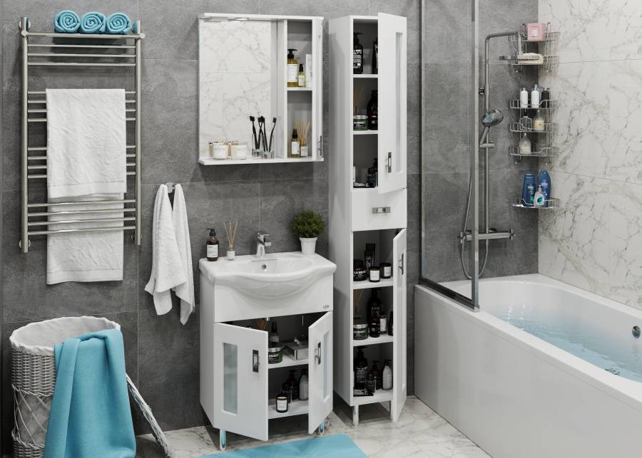 Тумба Onika Кристалл 60 напольная, белая (ум. Байкал 60) Тумба Onika Кристалл 60 напольная, белая (ум. Байкал 60)