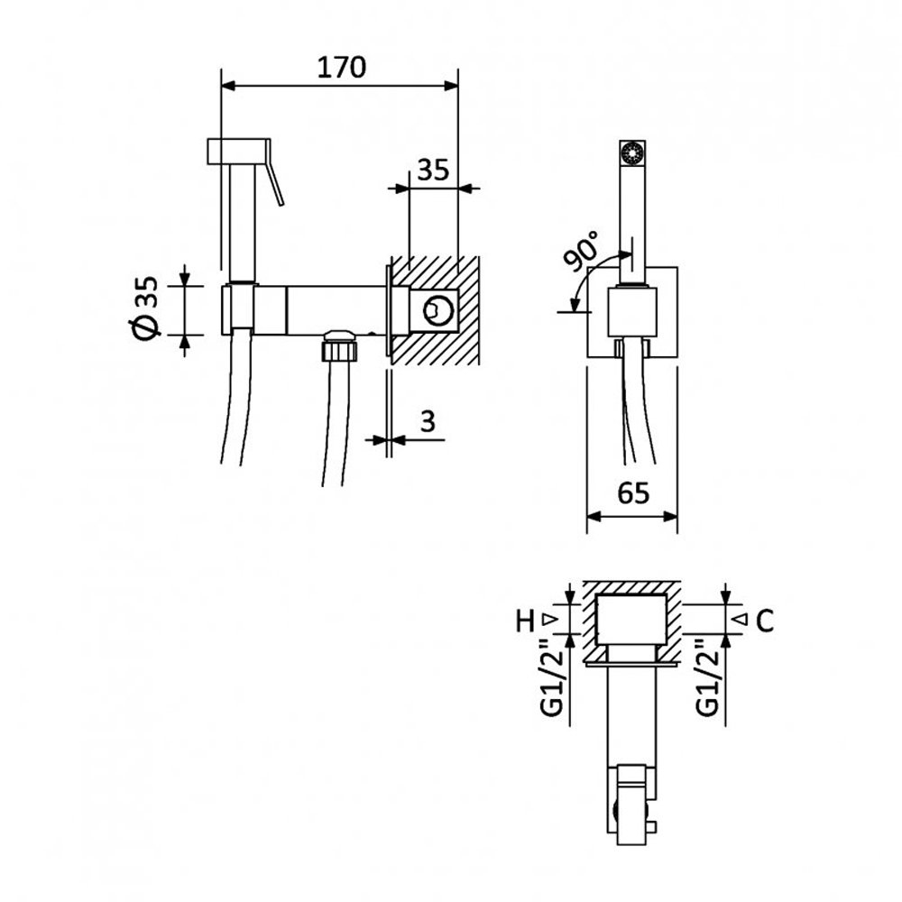 PORTA-DIF-01 Гигиенический душ со смесителем, исполнение Хром PORTA-DIF-01 Гигиенический душ со смесителем, исполнение Хром
