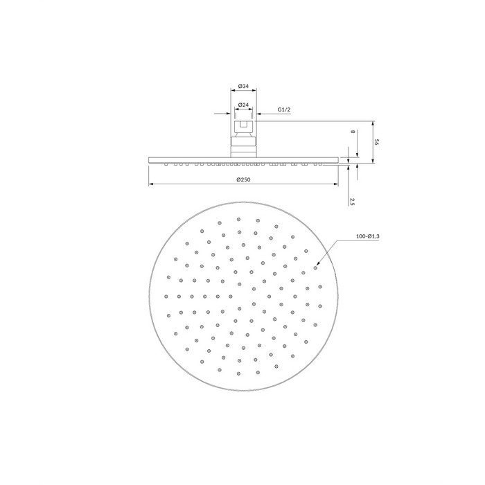 Верхний душ OMNIRES D=25 см WG125CR (хром) Верхний душ OMNIRES D=25 см WG125CR (хром)