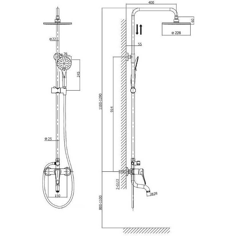 Душевая система RUSH Denis (DN0335-40) Душевая система RUSH Denis (DN0335-40)