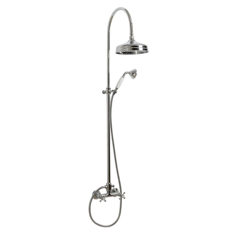 GOLF-CD-01-Bi Душевая колонна со смесителем, верхним и ручным душем, цвет хром, ручка ручного душа белыя GOLF-CD-01-Bi Душевая колонна со смесителем, верхним и ручным душем, цвет хром, ручка ручного душа белыя