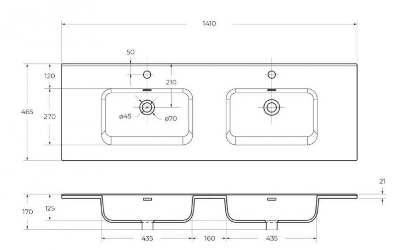 Керамическая раковина с двумя чашами BelBagno BB-8099-120-2 Керамическая раковина с двумя чашами BelBagno BB-8099-120-2