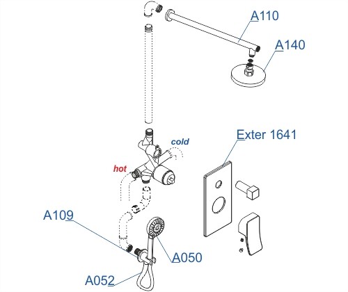 A16040 Встраиваемый комплект для душа с верхней душевой насадкой и лейкой Wasserkraft A16040 Встраиваемый комплект для душа с верхней душевой насадкой и лейкой Wasserkraft