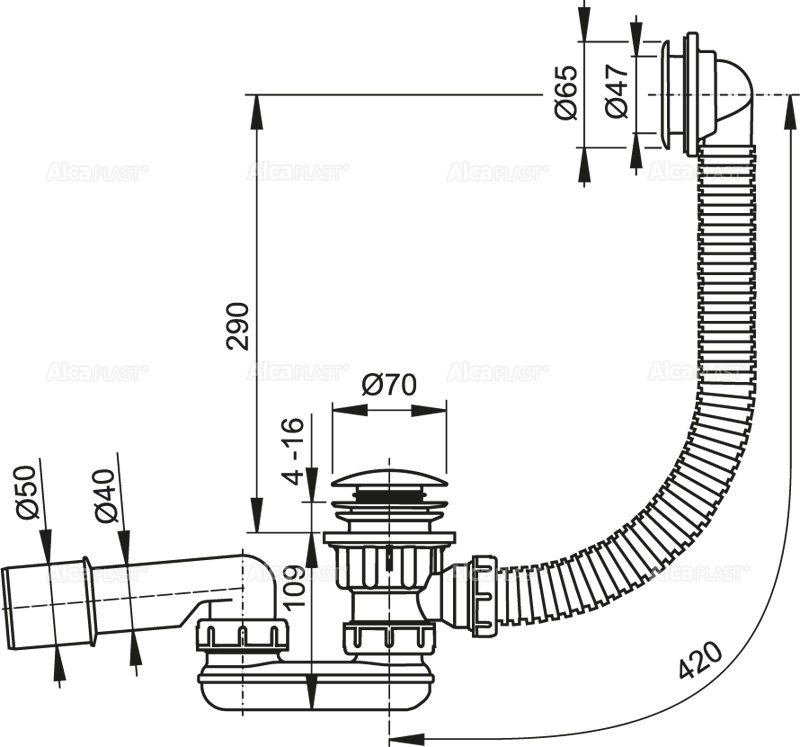 Сифон для душевого поддонa CLICK/CLACK, металл Сифон для душевого поддонa CLICK/CLACK, металл