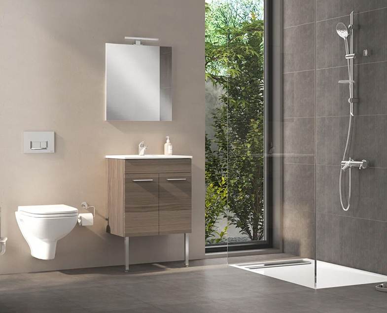 Mia комплект мебели 60 см с дверцами (тумба, раковина, зеркало c подсветкой, ножки), кордоба Mia комплект мебели 60 см с дверцами (тумба, раковина, зеркало c подсветкой, ножки), кордоба