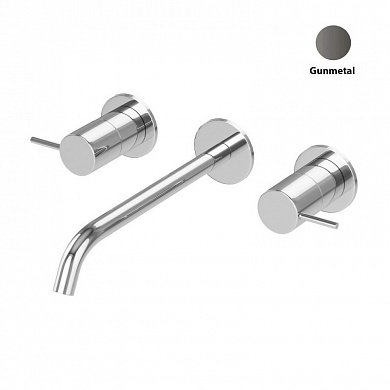 LEAF-BLI3L-L-GM Смеситель для раковины встраиваемый на три отверстия, исполнение Gunmetal PVD