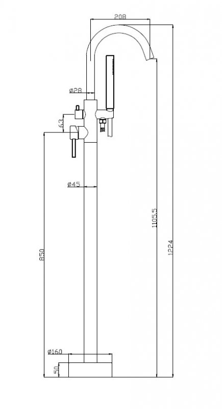 NOVA Напольный смеситель для ванны, чёрный матовый, NOV-FMT-NERO NOVA Напольный смеситель для ванны, чёрный матовый, NOV-FMT-NERO