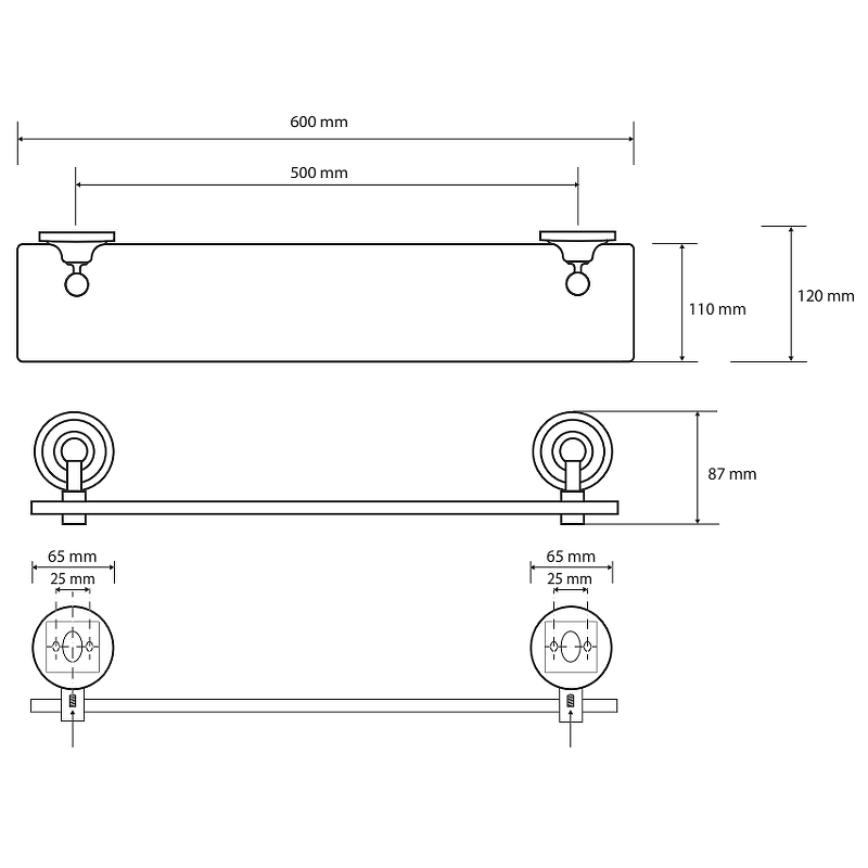 Стеклянная полка Bemeta Retro bronze 144102247 Бронза Стеклянная полка Bemeta Retro bronze 144102247 Бронза