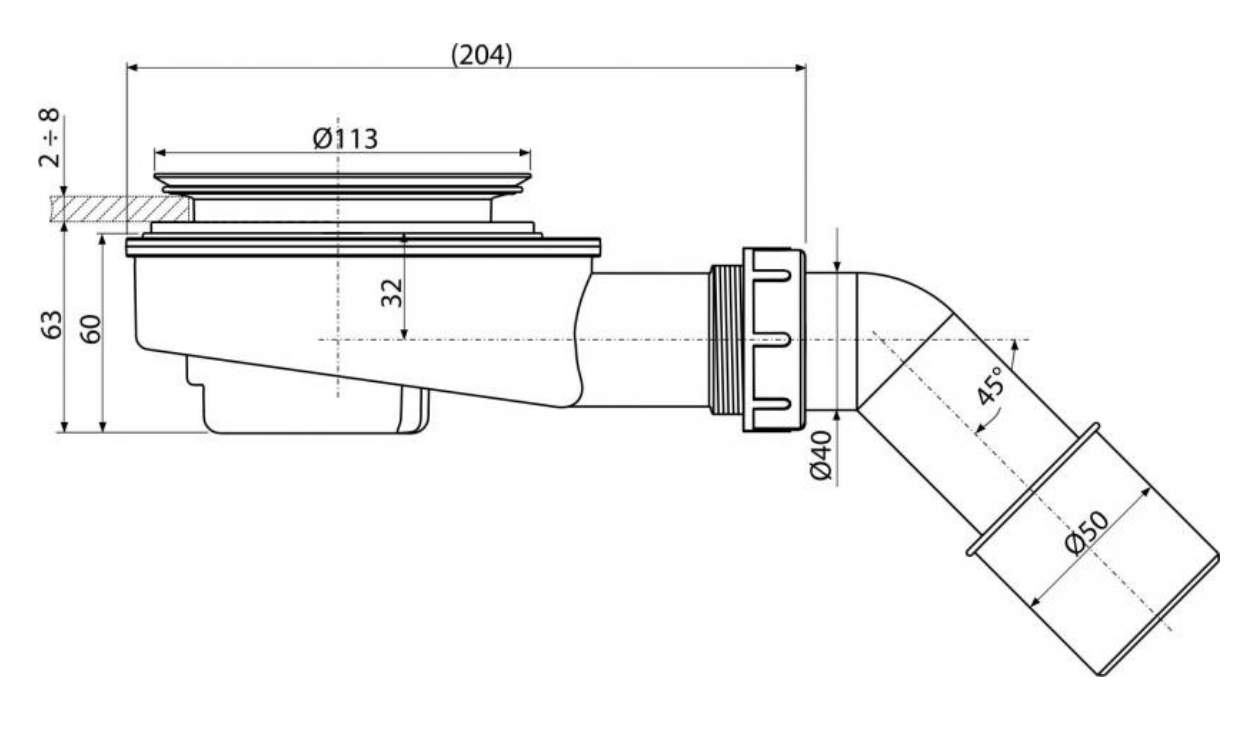 Сниженный сифон для душевого поддона Сниженный сифон для душевого поддона