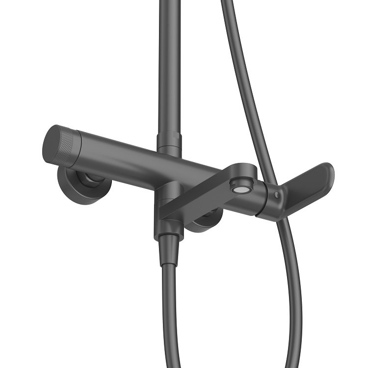 STYLUS-CVD-NOP Душевая стойка со смесителем и изливом, черный матовый STYLUS-CVD-NOP Душевая стойка со смесителем и изливом, черный матовый