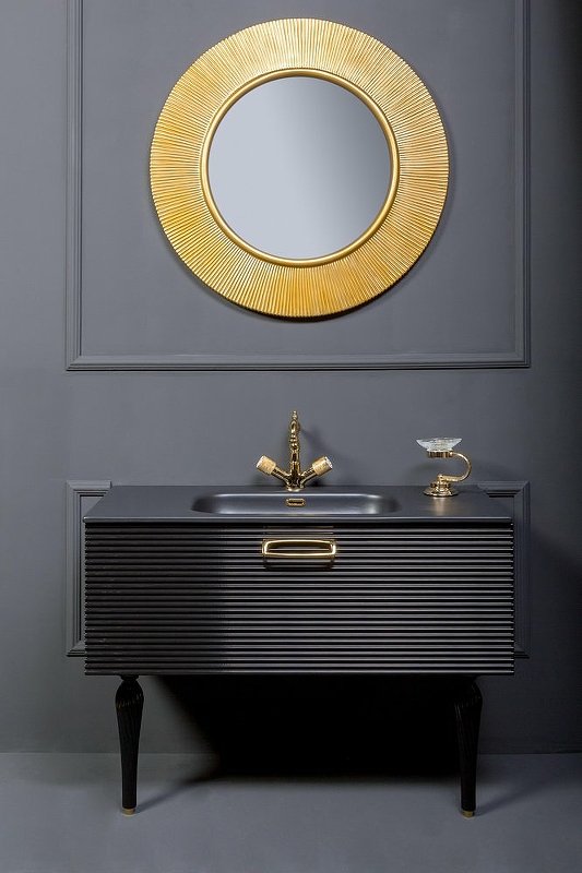 Тумба Linea 100 черная + золото_Комплект 842-100-BG Boheme Тумба Linea 100 черная + золото_Комплект 842-100-BG Boheme