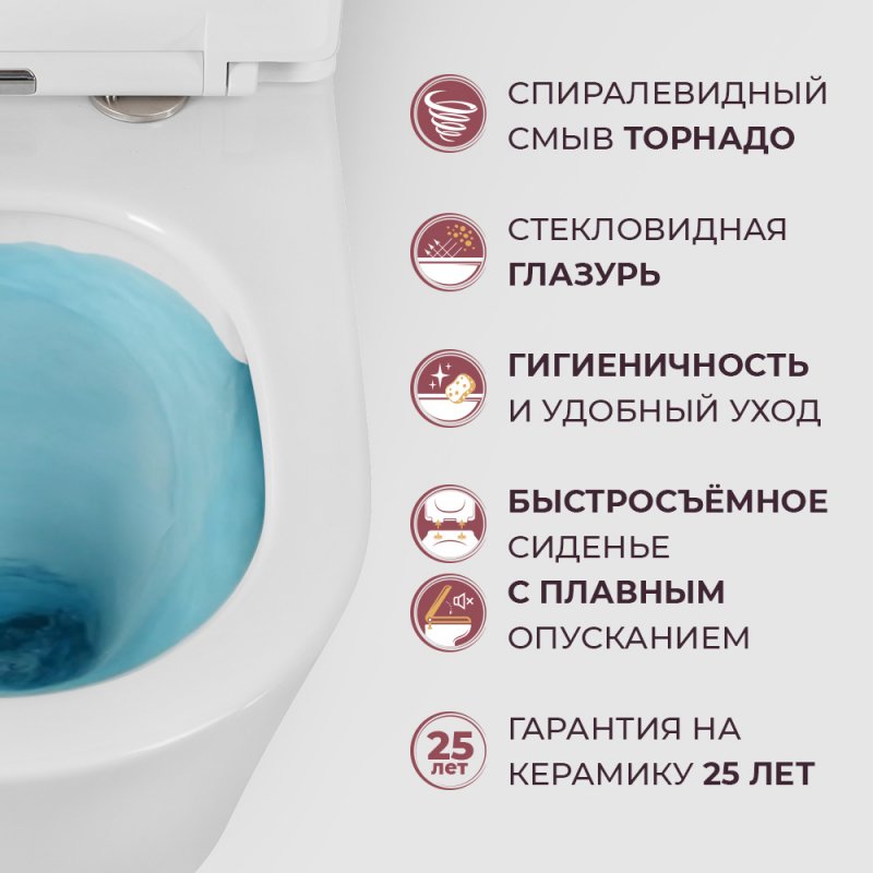 LINER Унитаз подвесной, безободковый с системой смыва "Торнадо", с сиденьем soft close, 49 см, CZR-38083-49-TH-TOR/SC LINER Унитаз подвесной, безободковый с системой смыва "Торнадо", с сиденьем soft close, 49 см, CZR-38083-49-TH-TOR/SC