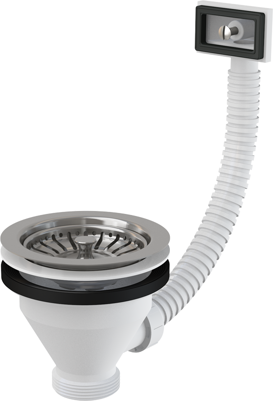 Донный клапан сифона для мойки 6/4" с нержавеющей решеткой DN115 и гофропереливом Донный клапан сифона для мойки 6/4" с нержавеющей решеткой DN115 и гофропереливом