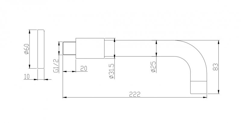 Излив для ванны, раковины с аэратором, круглое сечение, нержавеющая сталь, исполнение Сатин BB-SFR-IN Излив для ванны, раковины с аэратором, круглое сечение, нержавеющая сталь, исполнение Сатин BB-SFR-IN