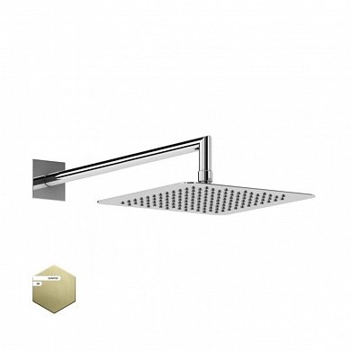 PORTA-TDDQ-30-SR Верхний душ 300x300мм с изливом 350 мм, квадратное сечение, исполнение матовое золото