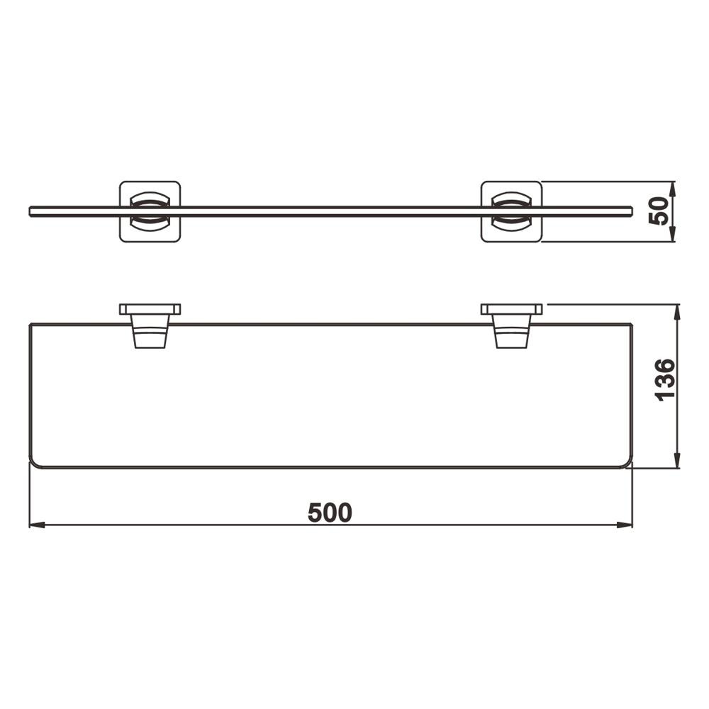 Полка стеклянная, RG1519H Rose, Черный Полка стеклянная, RG1519H Rose, Черный