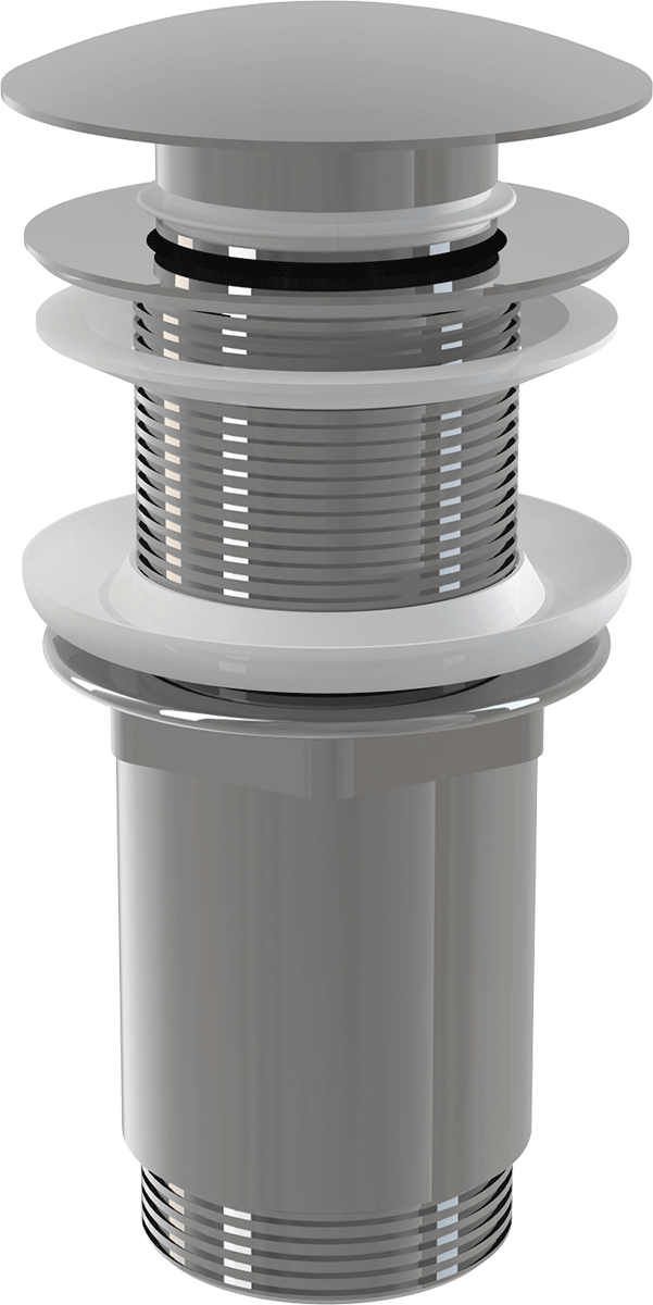 Донный клапан сифона для умывальника CLICK/CLACK 5/4", цельнометаллический с большой заглушкой, без перелива, для пластиковых и стеклянных умывальников Донный клапан сифона для умывальника CLICK/CLACK 5/4", цельнометаллический с большой заглушкой, без перелива, для пластиковых и стеклянных умывальников