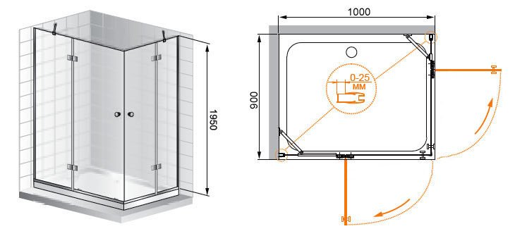 VERONA-W-AH-2-120/100-P-Cr-R Душевой уголок VERONA-W-AH-2-120/100-P-Cr-R Душевой уголок