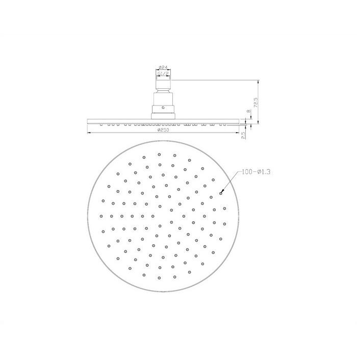 Верхний душ OMNIRES D=25 см WGA125CR (хром) Верхний душ OMNIRES D=25 см WGA125CR (хром)