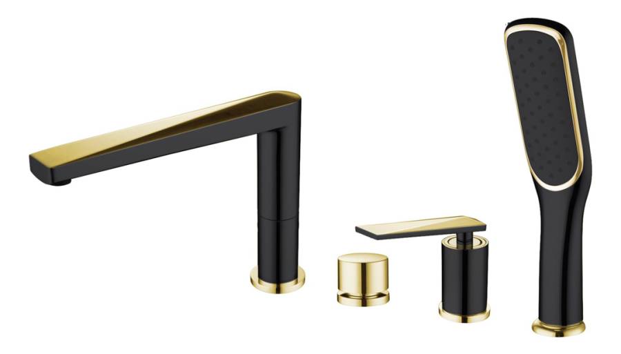 Смеситель врезной на борт ванны VENTURO черный + золото Смеситель врезной на борт ванны VENTURO черный + золото