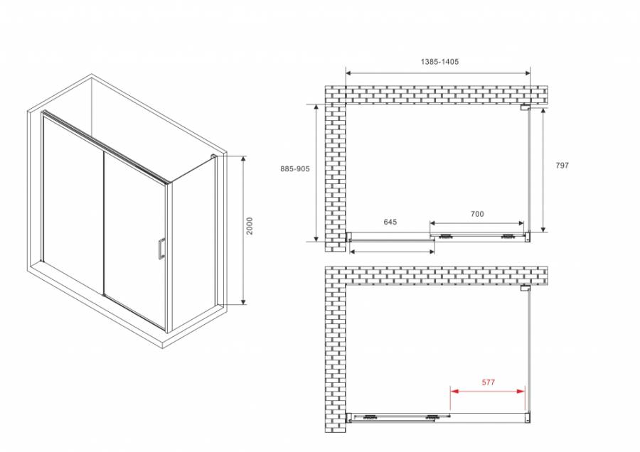 Душевой уголок ABBER Komfort AG93140B-S92B Душевой уголок ABBER Komfort AG93140B-S92B