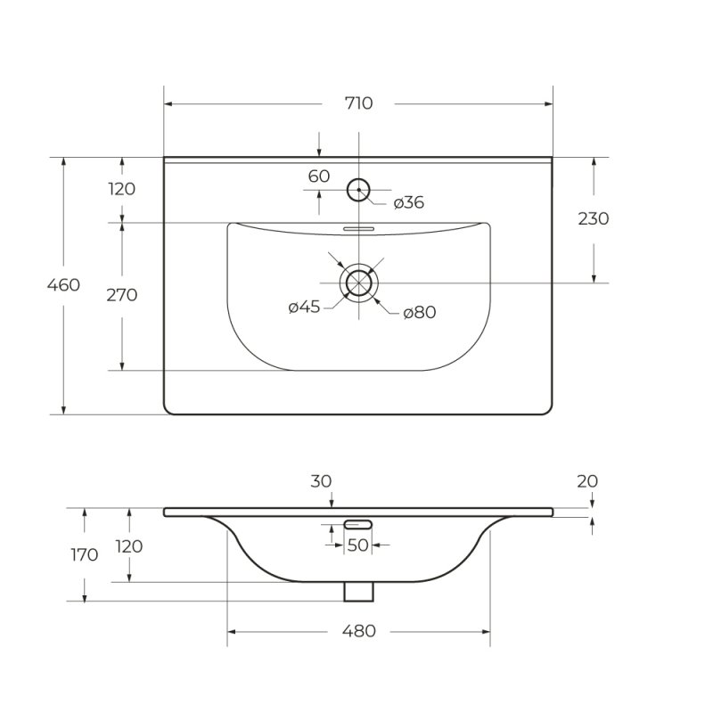 Керамическая раковина BelBagno BB-8099-70 Керамическая раковина BelBagno BB-8099-70