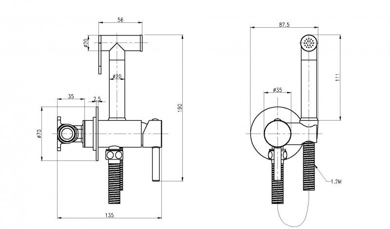 CZR-SET-DA1-ID2-FMM120-01 Гигиенический душ со смесителем, хром CZR-SET-DA1-ID2-FMM120-01 Гигиенический душ со смесителем, хром