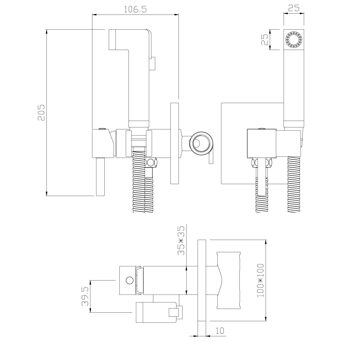 Смеситель Rossinka X25-53 с гигиеническим душем встраиваемый Смеситель Rossinka X25-53 с гигиеническим душем встраиваемый
