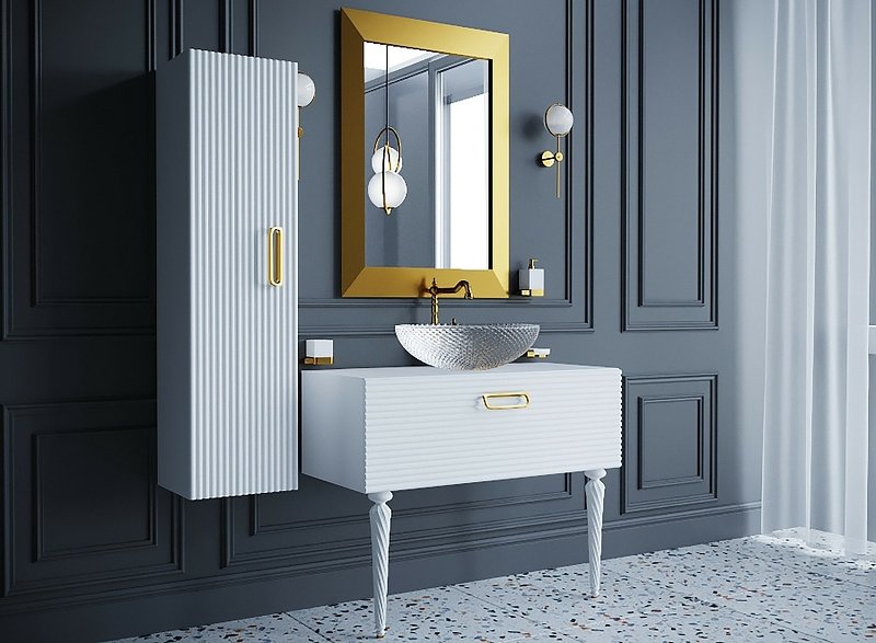 Тумба Linea 100 белая + Золото_Комплект 842-100-WG Boheme Тумба Linea 100 белая + Золото_Комплект 842-100-WG Boheme