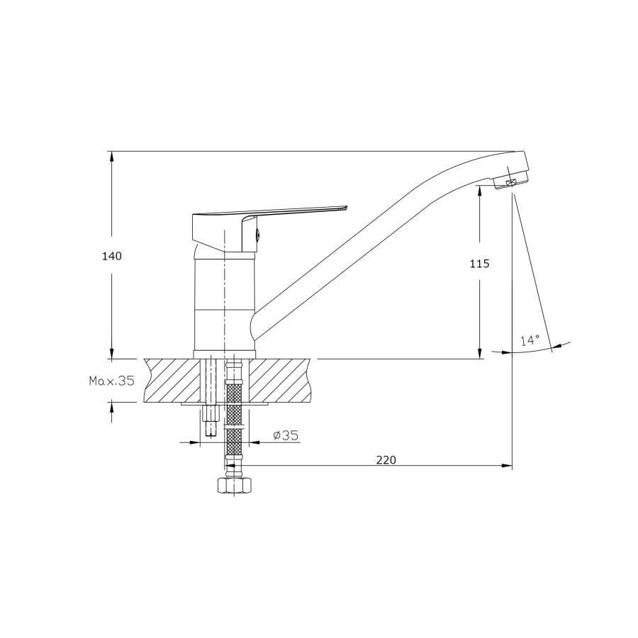 Смеситель для кухонной мойки RUSH Disco (DI6935-25) Смеситель для кухонной мойки RUSH Disco (DI6935-25)