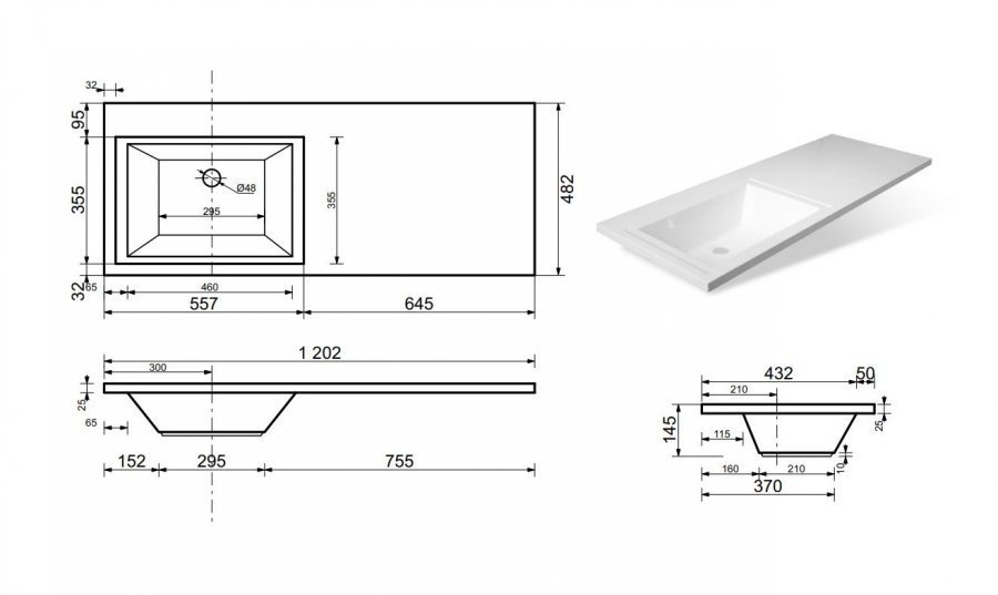 Тумба подвесная под умывальник Dallas Luxe 1200х482 2 ящика (ШхГхВ) 548х476х607 Тумба подвесная под умывальник Dallas Luxe 1200х482 2 ящика (ШхГхВ) 548х476х607