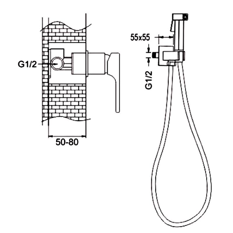 Гигиенический душ со смесителем Rose R1005, хром Гигиенический душ со смесителем Rose R1005, хром