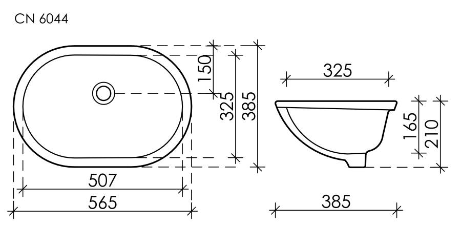 Умывальник овальный встраиваемый под столешницу Element 565*385*210мм, с крепежом и шаблоном для установки Умывальник овальный встраиваемый под столешницу Element 565*385*210мм, с крепежом и шаблоном для установки