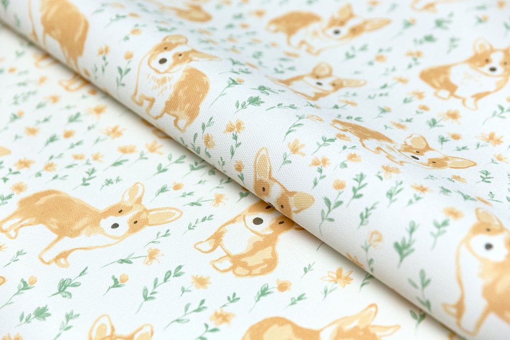 Обои виниловые Уик-энд мотив, жёлто-зелёный корги Обои виниловые Уик-энд мотив, жёлто-зелёный корги