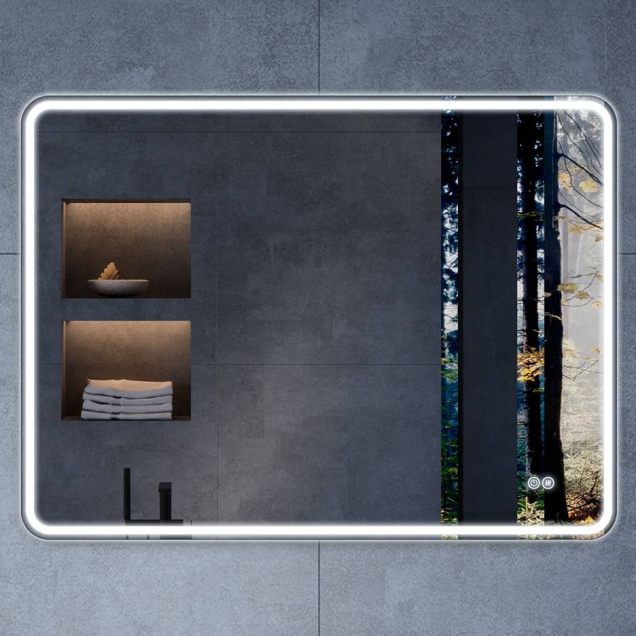 Зеркало LED VLM-3VC800-2 800х600 c сенсорным выключателем и диммером, антизапотевание Зеркало LED VLM-3VC800-2 800х600 c сенсорным выключателем и диммером, антизапотевание