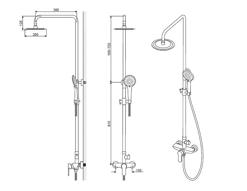 Система для душа наружного монтажа EXCELLENT Rain Oxalia AREX.9081CR (хром) Система для душа наружного монтажа EXCELLENT Rain Oxalia AREX.9081CR (хром)