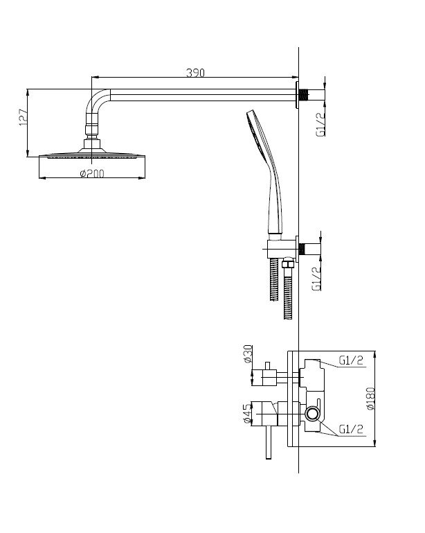 ETNA-SET-DDS-IN Душевой комплект со встраиваемым смесителем с переключателем, верхним душем 250 мм, ручным душем, исполнение сатин ETNA-SET-DDS-IN Душевой комплект со встраиваемым смесителем с переключателем, верхним душем 250 мм, ручным душем, исполнение сатин
