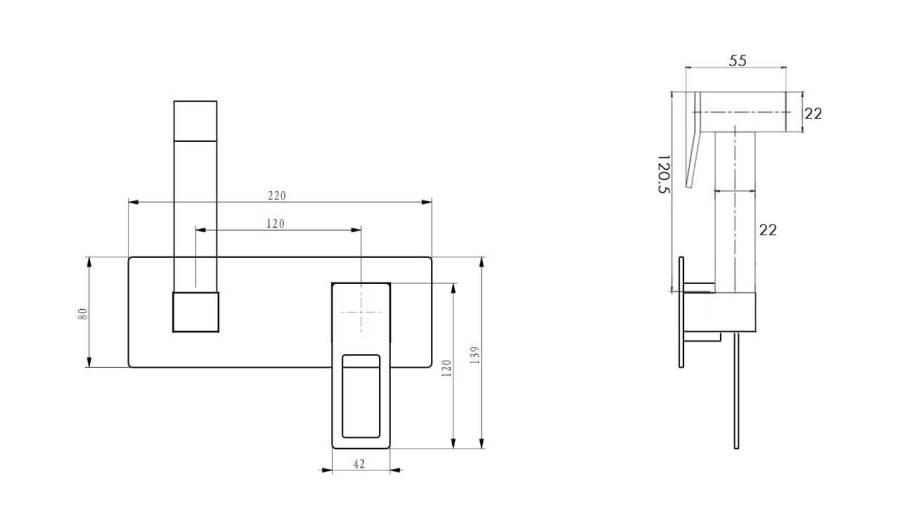 Гигиеническая лейка Q со смесителем GoldBlack Гигиеническая лейка Q со смесителем GoldBlack
