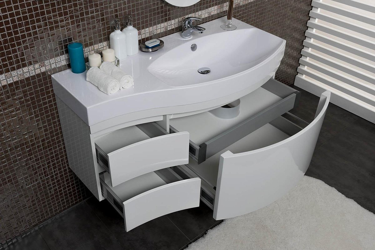 Тумба с раковиной Aquanet Опера 115 R белый (2 дверцы 2 ящика) Тумба с раковиной Aquanet Опера 115 R белый (2 дверцы 2 ящика)