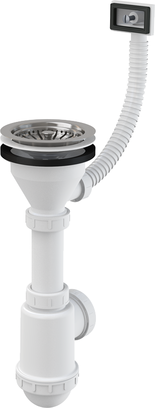 Сифон для мойки с нержавеющей peшeткой DN115 и гофропереливом Сифон для мойки с нержавеющей peшeткой DN115 и гофропереливом