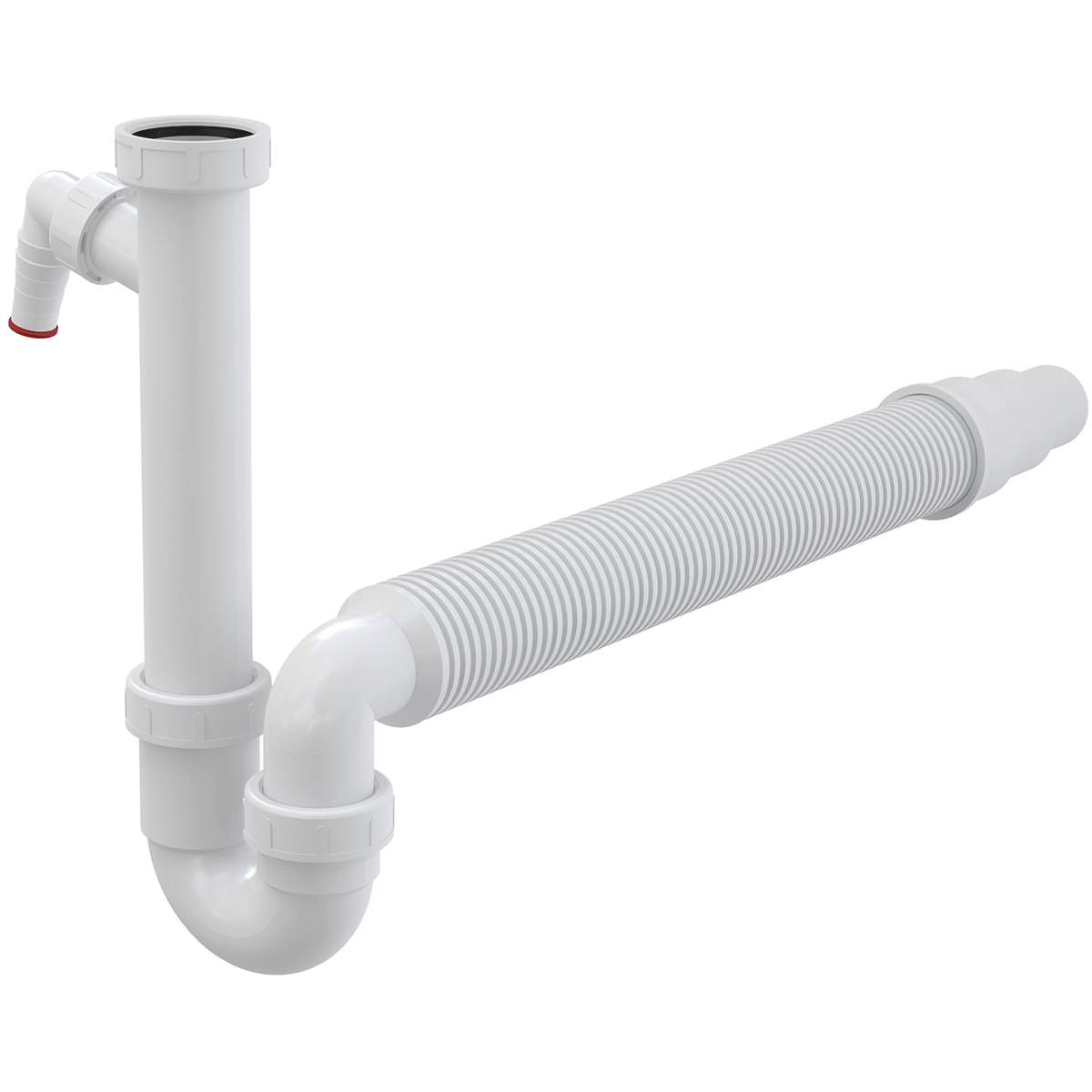 Сифон трубчатый с накидной гайкой 6/4" со штуцером и гофрой Сифон трубчатый с накидной гайкой 6/4" со штуцером и гофрой