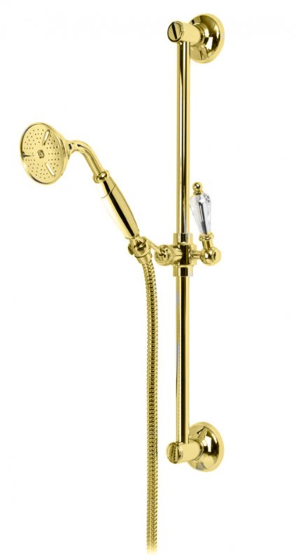 VINTAGE-SD-03/24-Sw-N Душевой гарнитур Исполнение: Золото 24 карат, Ручки: Swarovski Nero  VINTAGE-SD-03/24-Sw-N Душевой гарнитур Исполнение: Золото 24 карат, Ручки: Swarovski Nero