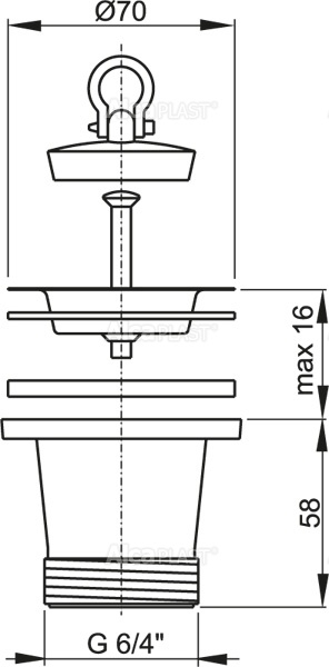 Донный клапан сифона для мойки удлиненный 6/4" с нержавеющей peшeткой DN70 Донный клапан сифона для мойки удлиненный 6/4" с нержавеющей peшeткой DN70