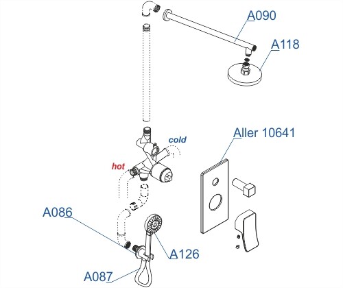 A16190 Встраиваемый комплект для душа с верхней душевой насадкой и лейкой Wasserkraft A16190 Встраиваемый комплект для душа с верхней душевой насадкой и лейкой Wasserkraft