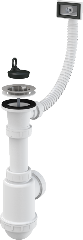 Сифон для мойки с нержавеющей решеткой DN70 и гофропереливом Сифон для мойки с нержавеющей решеткой DN70 и гофропереливом