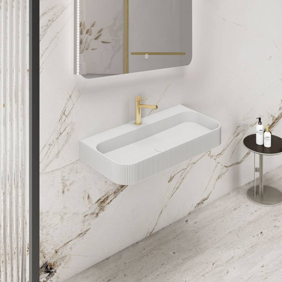 Раковина из искусственного камня Vincea VWB-6SG90MW, 900*460*120, подвесная, цвет белый матовый Раковина из искусственного камня Vincea VWB-6SG90MW, 900*460*120, подвесная, цвет белый матовый