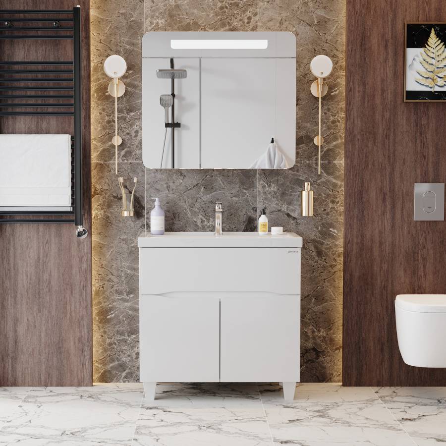 Тумба Onika Стрим 80 напольная, белая (ум. Фостер 80) Тумба Onika Стрим 80 напольная, белая (ум. Фостер 80)