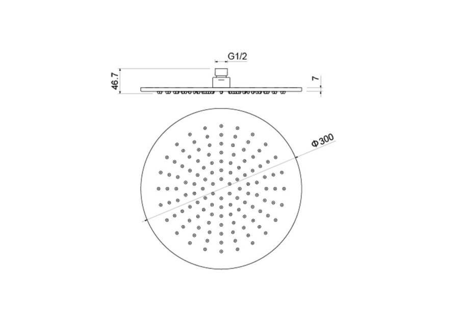 Круглый верхний душ  300*7 мм AQUATEK, матовый черный AQ2079MB  Круглый верхний душ  300*7 мм AQUATEK, матовый черный AQ2079MB