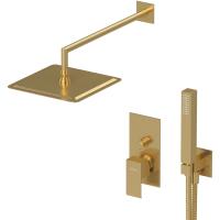 PORTA-DSIPQ-30-SR Душевая система со встраиваемым смесителем, верхним душем 30 см металл, с выводом и ручным душем со штуцером, держателем и шлангом, исполнение sunrise