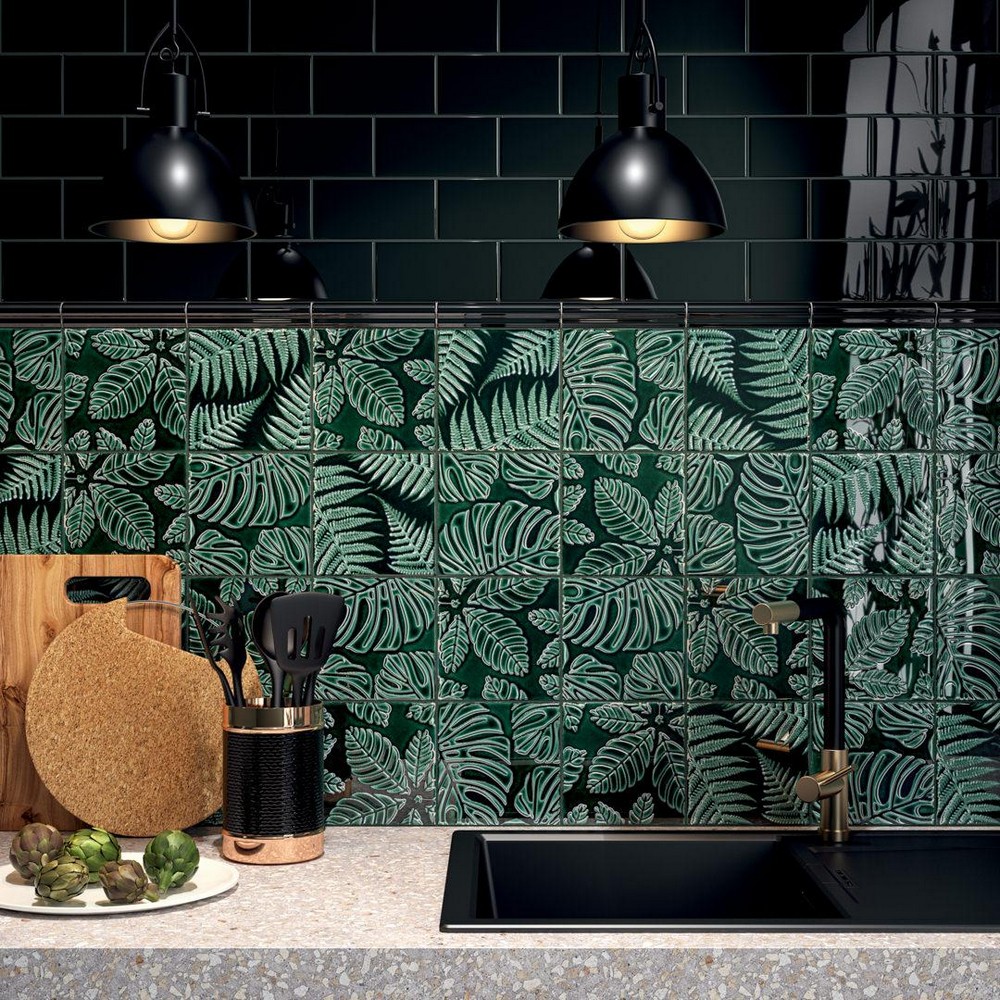 Декор SFD001 Сантана 3 структура зеленый темный 15см*15см*9мм (1уп/30шт/0,675м2) флопа, шт Декор SFD001 Сантана 3 структура зеленый темный 15см*15см*9мм (1уп/30шт/0,675м2) флопа, шт